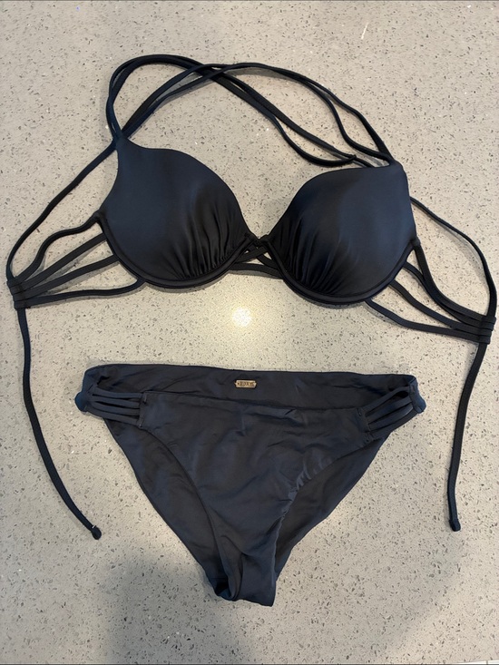 Roxy Other - Roxy Black Strappy Push-Up Bikini Set